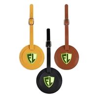 Round luggage tag made of PU vegan leather with buckle closure.... from ASI...
