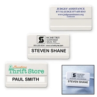 2 3/4" x 1 1/4" plastic name badge with safety pin... from ASI 57655 STOPNGO...