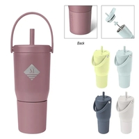 25 oz. stainless steel tumbler with powder-coated finish and straw, lid......