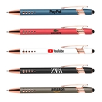 Stylus-4563 Ballpoint Soft Touch Pens with Rose Gold Trims
