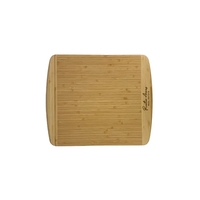 Eco-friendly bamboo cutting board with two-tone design, perfect for laser...