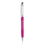 Slender Crystalline Plastic Ballpoint Pen with Stylus