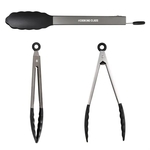 9" Stainless & Silicone Tongs