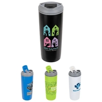 17 oz Stainless Steel/Polypropylene Tumbler with Flip Top Lid... from ASI...