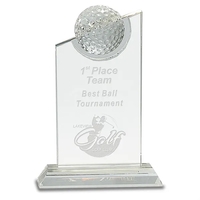 Crystal Award with Inset Golf Ball on Clear Base