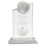 Crystal Award with Inset Golf Ball on Clear Base