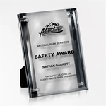 Polished Metal & Glass Plaque Award - Silver Reflections