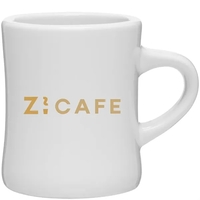 10 oz ceramic mug with handle and a glossy colored exterior... from ASI 51197...