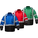 Non-ANSI Multi Color Premium Hooded Rain Coat w/Black Bottom