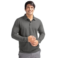 Men's polo with long sleeves, moisture-wicking performance, UPF 35+...