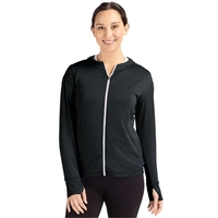 Women's sweatshirt with a full-zip, hood, four-way stretch, UPF 50+...