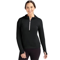 Women's sweatshirt with a half-zip, hood, moisture-wicking performance, UPF...