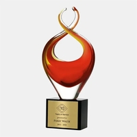 Art Glass Twisted Fire Award With Gold Plate