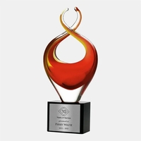 Art Glass Twisted Fire Award With Silver Plate.... from ASI 47791 Best Deal...