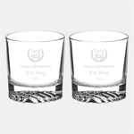 Whiskey Glass Pair with Coasters & Stones