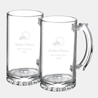 Beer Mug Pair with Leather Bottle Opener