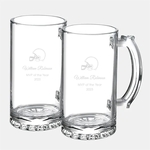 Beer Mug Pair with Leather Bottle Opener