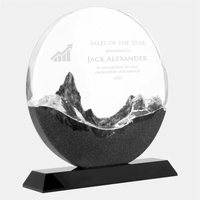 Embedded Resin Mountain Circle Plaque with Base