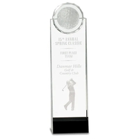 Clear/Black Crystal Standup with 3D Golfer Award