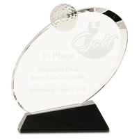 Clear Oblong Golf Award on Black Crystal Base