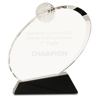 Clear Oblong Golf Award on Black Crystal Base