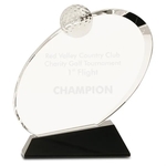 Clear Oblong Golf Award on Black Crystal Base