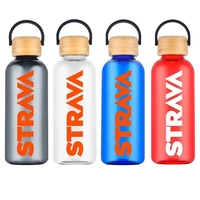 21 oz. rPET water bottle with bamboo screw-on lid and built-in... from ASI...