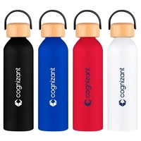 24 oz. single-wall, recycled aluminum bottle with screw-on bamboo lid and......