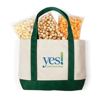 Canvas boat tote bag filled with a trio of popcorn.... from ASI 44900 NC...