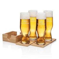 Our Beer Glass & Bamboo Coaster Sets are an exquisite gift... from ASI 84592...