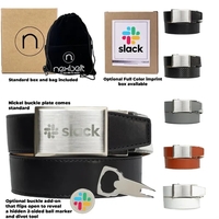 Golf belt with a buckle and 2-sided ball marker.... from ASI 57653 Gold Bond