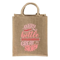 Vineyard 6-Bottle Jute Wine Tote Bag