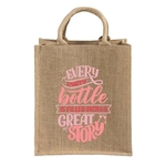 Vineyard 6-Bottle Jute Wine Tote Bag