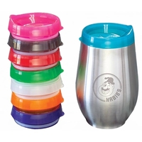10 oz. stainless steel cup with colored lid, optional clear straw... from ASI...