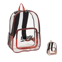 Clear backpack with adjustable padded shoulder straps and web handle, a......