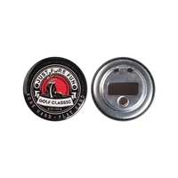 Celluloid button with a metal shell, magnetic surface and bottle opener.......