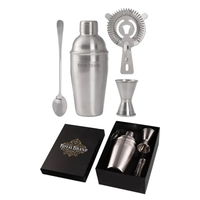 Stainless steel cocktail shaker set with an 18-ounce martini shaker,...