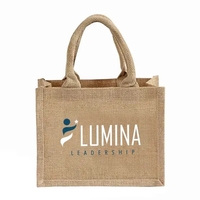 Rustic jute favor bag with clear pocket and soft handles. Ideal... from ASI...