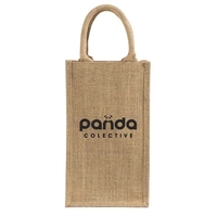 Durable jute tote with dividers and laminated lining. Perfect for wine......