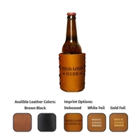100% genuine leather holder for long-neck glass bottles. Made to securely......