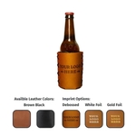 Full-Grain Leather Bottle Holder Hugger sleeve- Long Neck