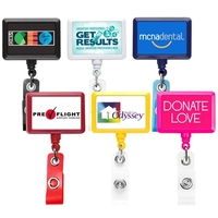 JUMBO Rectangle retractable badge reel in solid colors, alligator clip...