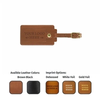 Full-Grain Leather Luggage Tag with snap- Made in USA