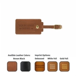 Full-Grain Leather Luggage Tag with snap- Made in USA