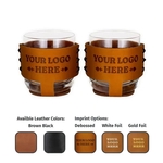 Leather Rocks Glass Set of 2 in Gift Box