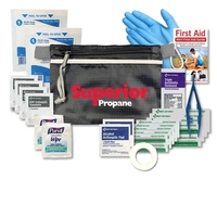 First aid kit with a wipe, tweezers, bandages, medical tape, and... from ASI...