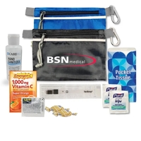 Health and wellness kit with a tissue pack, hand sanitizer, wipes,... from...