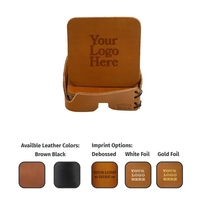 Full-Grain Leather Coaster Sets 4 Square Holder & Gift Box