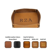 Full-Grain Leather Desk Tray - Sewn - Small