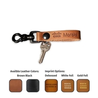 Full-Grain Leather Slim Belt Loop Keychain w/Zinc Scissor Cl